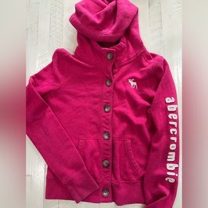 Abercrombie kids hot pink button up hoodie size youth XL